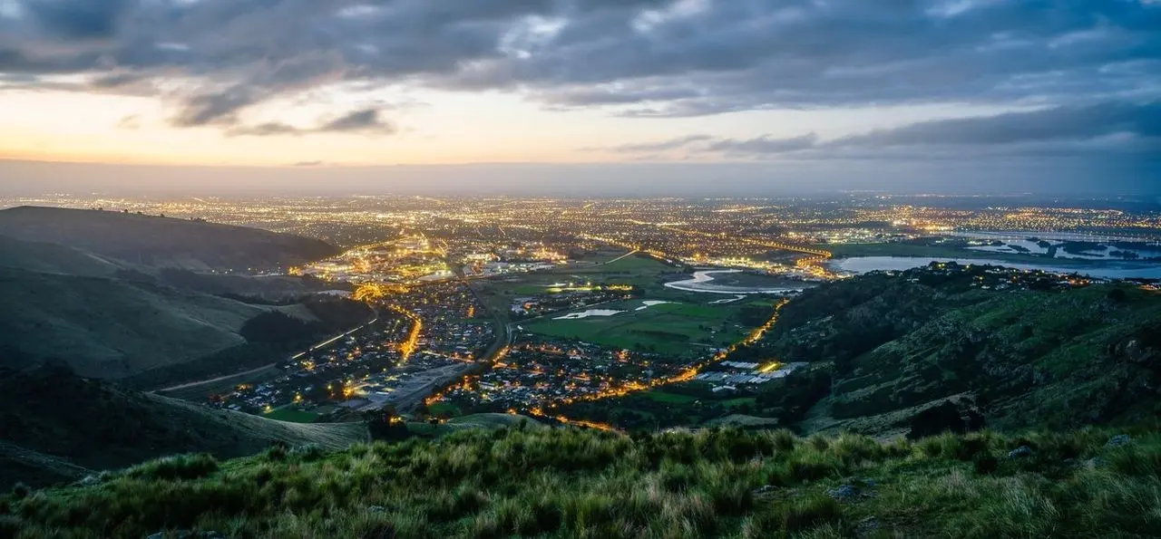 Evening lights across the Canterbury plains