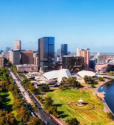 Adelaide city and parklands from above