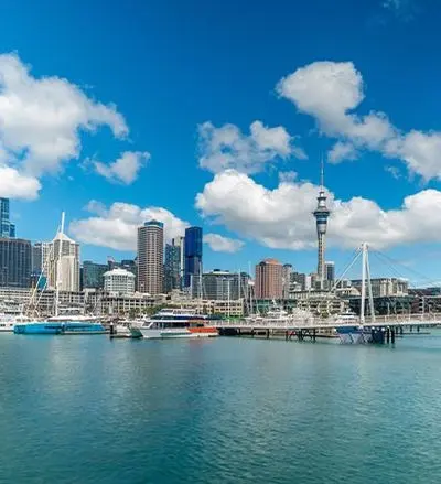 Auckland waterfront and Sky Tower