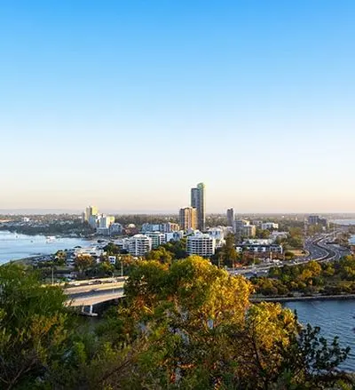 Perth skyline across the Swan River