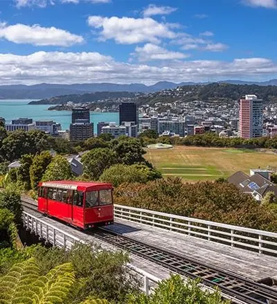 Wellington cable car above the city and harbour